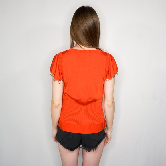 PARKER Orange Knit Top With Metal Rings - Picture 4 of 6